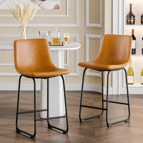 Vista 30 de YaFiti - Juego de 2 sillas de comedor de 18 pulgadas, sillas modernas tapizadas para comedor con cojines de piel sintética y patas de metal, silla