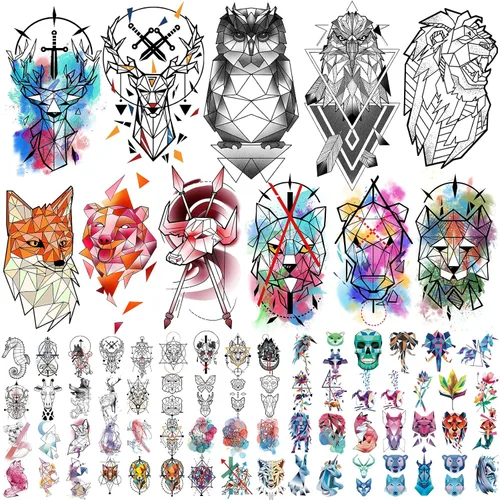 Vista 9 de 77 hojas de tatuajes temporales para mujeres y hombres, 17 hojas de tatuajes falsos grandes de ángel negro y diablo, 60 hojas de alas de corazón