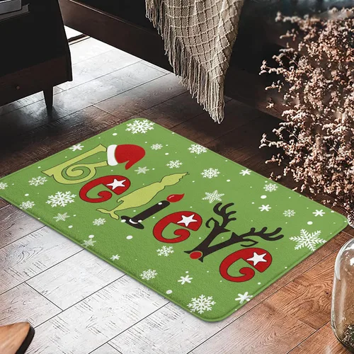 Vista 6 de Belive - Alfombra de baño de Navidad para niños, antideslizante, absorbente, lavable, decoración de baño, alfombra de entrada para ducha y bañera