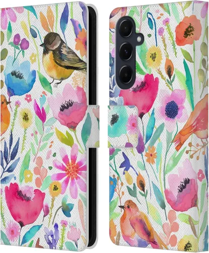 Vista 66 de Head Case Designs Officially Licensed Ninola Brushstrokes Black Summer Patterns Leather Wallet Case Compatible with Samsung Galaxy A07 4G