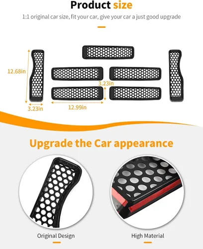 Vista 4 de Hoolcar Insertos de Parrilla de Malla Frontal para Jeep Wrangler JL y Gladiator JT Sport/Sport S/Willys/Rubicon 2018-2020 Accesorios Exteriores