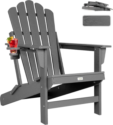 Vista 20 de Silla Adirondack plegable de gran tamaño, silla para hogueras de HDPE Negro