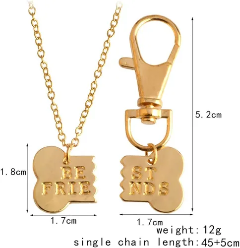 Vista 3 de Meiligo® Moda 2 piezas parejas aleación hueso perro collar llavero mejor amigo rompecabezas colgante juego etiqueta perro etiqueta collar conjunto