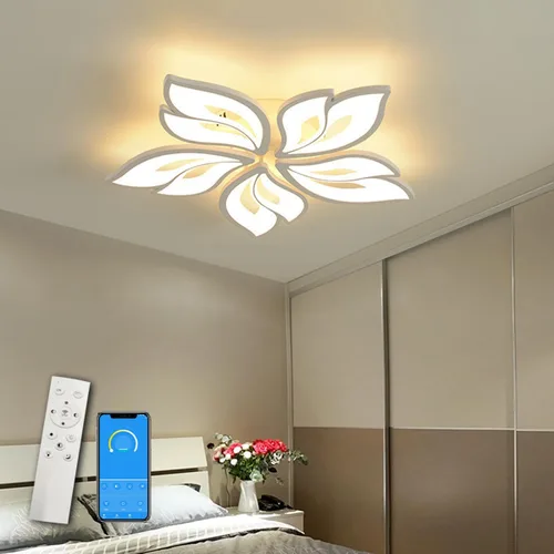 Vista 11 de Modern Floral LED Ceiling Light with Remote Control, 36W,Ceiling Light Fixture,Supports APP dimming, Suitable for bedrooms, Balconies, hallways
