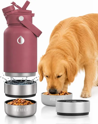 Vista 15 de Botella de agua para perros, botella de agua de viaje aislada para perros, dispensador de botellas de agua para mascotas de acero inoxidable