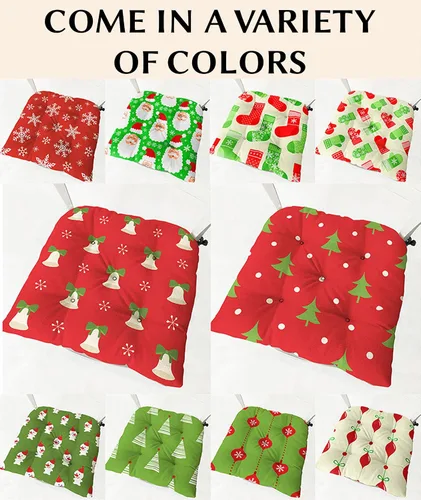 Vista 7 de Chair Cushions for Dining Chairs 2 Pack Christmas Snow Gloves Pine Tree Snowman, U-Shaped Chair Cushions for Kitchen Dining Room Decor (Pine Tree, 2)