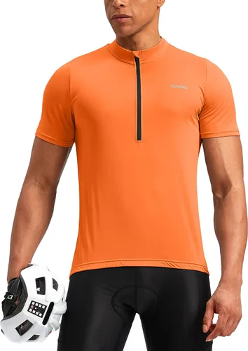 Vista 2 de Bikewa Men's Cycling Jersey Moisture Wicking Short Sleeve UPF Half Zip Bike Road Riding Biking Shirts for Men Zipper Pockets