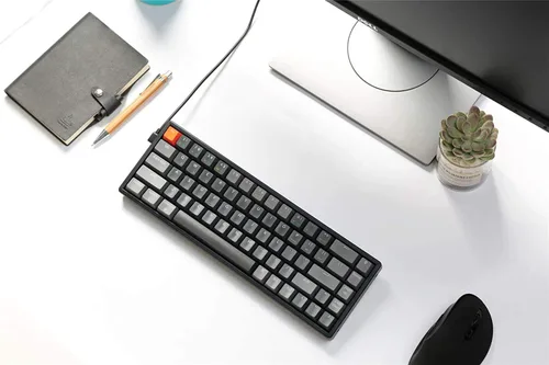 Vista 4 de Keychron K6 Teclado mecánico inalámbrico intercambiable con Bluetooth 5.1con cable, 65% compacto de 68 teclas RGB LED retroiluminadas con N-Key