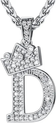 Vista 67 de U7 Crown Initial Number Necklace for Men Women A-Z Letter Pendant Chain a. Oro