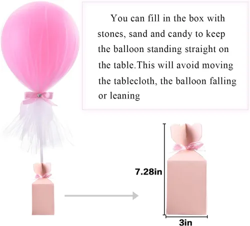 Vista 7 de Globos tutú de tul rosa con caja de dulces para centros de mesa de baby shower, mariposas para niñas, fiesta de cumpleaños, decoración de mesa