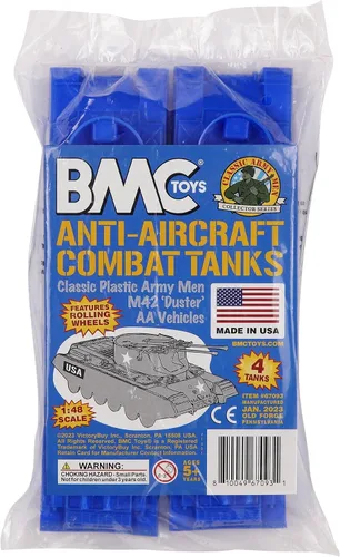 Vista 4 de BMC Classic Payton Tanques Antiaéreos – 4 piezas de vehículos de plástico azul para hombres del ejército