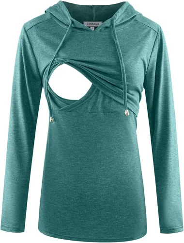 Vista 195 de GINKANA Sudadera con capucha para mujer, manga larga, lactancia materna, ropa casual