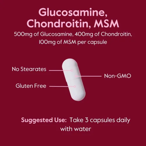 Vista 5 de BESTVITE Glucosamina condroitina MSM 500/400/100 por cápsula (240 cápsulas) con OptiMSM patentado, fórmula de máxima resistencia para apoyo