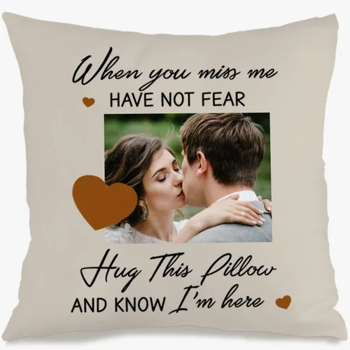 Vista 11 de Custom Single Photo Pillow Case Designed with Your Picture and Added Words producing a Decorative Throw Pillow That Makes Home Spaces Cozy and