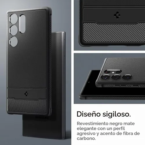 Vista 5 de Spigen Rugged Armor - Funda diseñada para Galaxy S23 Ultra (2023) [protección de grado militar], color negro mate