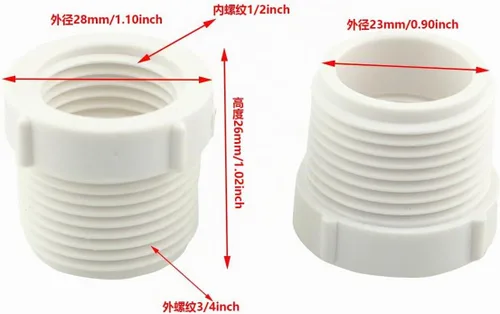 Vista 2 de 10 unids 3/4 "rosca macho a 1/2" hembra buje reductor de rosca para accesorios de tubería de PVC