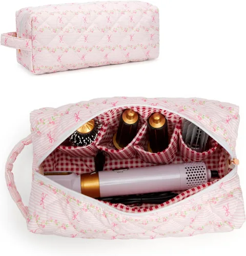 Vista 10 de Bolsa de viaje para herramientas para el cabello, compatible con Dyson Airwrap acolchada con estampado de leopardo, estuche de viaje para Shark