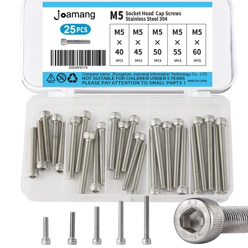 Vista 10 de Tornillos de cabeza de botón M5 x 8 mm, 12 mm, 16 mm, 20 mm, 25 mm, tornillos de cabeza de botón, acero inoxidable 304, accionamiento hexagonal
