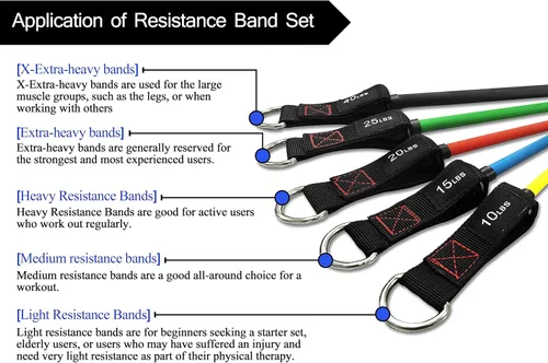 Vista 4 de Resistance Bands with Handle Set - for Men and Women, Workout Bands for Strength Exercise, with Handles, Door Anchor & Ankle Straps, for Rehab, Yoga