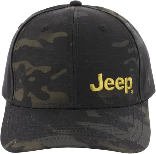 Vista 2 de Jeep Texto Logo Bajo Perfil Trucker Sombrero Negro CamoVerde Sombrero, Verde