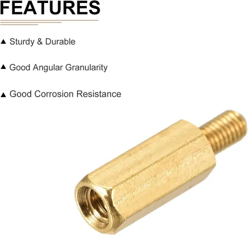 Vista 3 de DTGN M3x10x6mm (DxHLxML) - Separador hexagonal de latón - Paquete de 20 - Bueno para máquinas electrónicas - Tuercas de tornillo espaciadoras macho