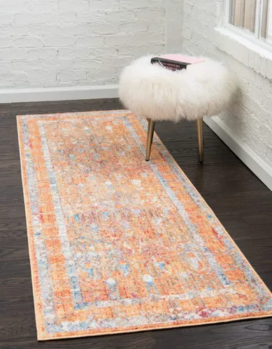 Vista 20 de Unique Loom Brighton Collection - Tapete rectangular con estampado tradicional y vibrante, borde, 2 pies 2 pulgadas x 3 pies, color marfil/rojo