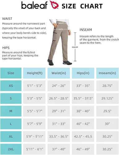 Vista 6 de BALEAF Pantalones cargo de senderismo con forro polar para mujer, impermeables, softshell y bolsillos con cremallera