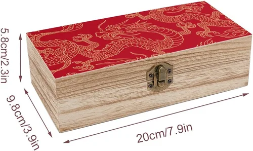 Vista 2 de Caja de recuerdos de madera de dragón dorado chino, cajas decorativas, manualidades, caja de joyería de almacenamiento para mujeres y hombres