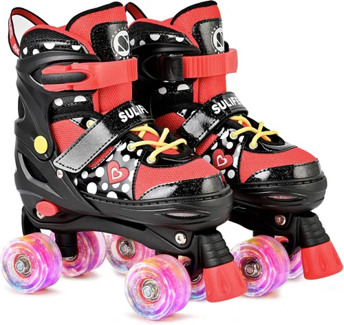 Vista 10 de SULIFEEL - Patines ajustables para niños para niños de 3-5, 5-8, 6-12 años con ruedas iluminadas ajustables de 4 tamaños, el mejor regalo para niños