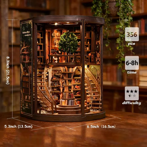 Vista 4 de Rincón de libros de bricolaje, kit de casa en miniatura con luz LED
