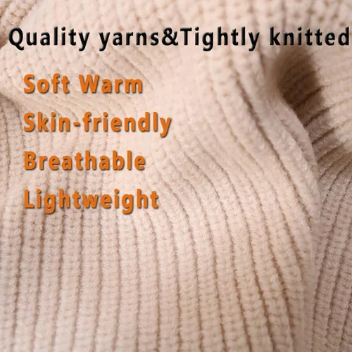 Vista 6 de Facecozy Winter Hats for Women, Wool Blend Hooded Scarf Hat for Women Balaclava Knit Skull Cap Beanie Hat Men Neck Gaiters