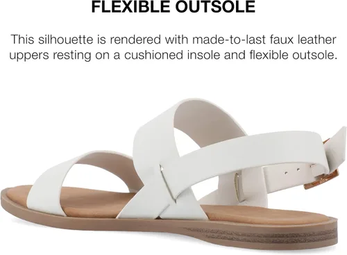 Vista 4 de Journee Collection Sandalias planas LaVine con múltiples correas para mujer, Blanco
