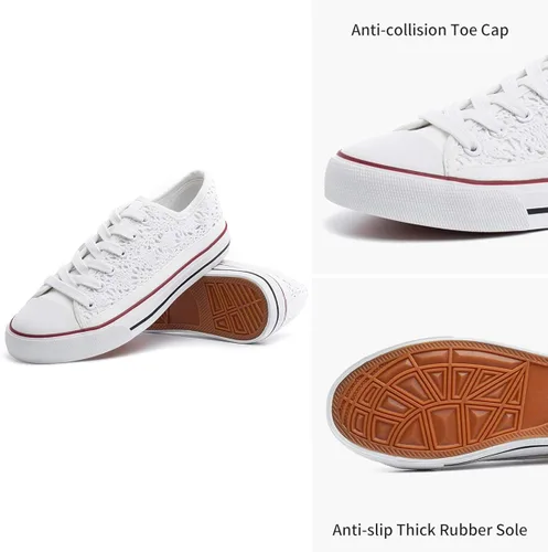 Vista 3 de ZGR - Tenis de lona para mujer a la moda con empeine de malla de punto y corte bajo de estilo casual
