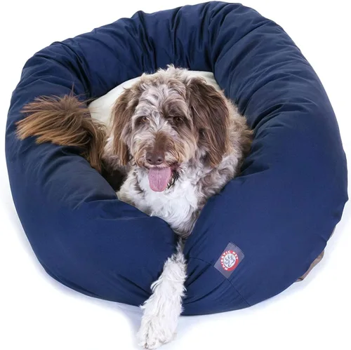 Vista 8 de Cama para perros Bagel de 40 pulgadas negra y Sherpa de Majestic Pet Products Negro