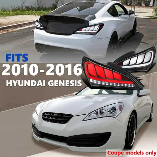Vista 3 de Spec-D Tuning Negro carcasa transparente lente secuencial LED luces traseras para Hyundai Genesis Coupe 2Dr 2010-2016 Conjunto de luces traseras