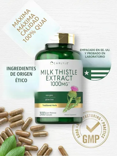 Vista 5 de Carlyle Cardo mariano 300 cápsulas Extracto sin OMG, sin gluten
