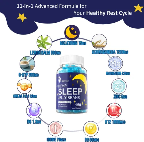Vista 4 de Melatonina 3 mg 15 mg para toda la familia con Ashwagandha, 5-HTP, bálsamo de limón, magnesio, B12, B6 masticable y bajo en azúcar, para un ciclo