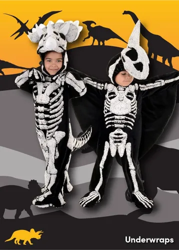 Vista 4 de UNDERWRAPS Disfraz de fósil Triceratops para niños