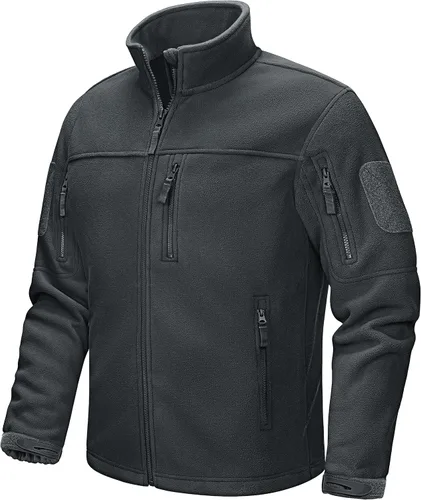 Vista 7 de CRYSULLY Chaqueta de forro polar para hombre, abrigo de trabajo táctico Verde militar