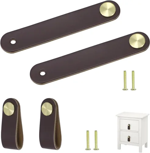 Vista 12 de Tiradores y perillas de cuero para cajones, manijas suaves para gabinetes, pomos de puerta modernos para muebles, armarios, aparadores, manija Negro