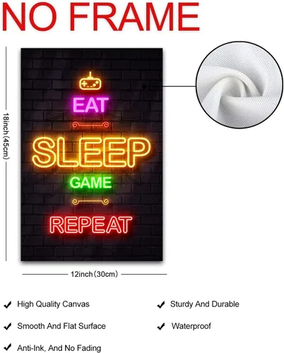 Vista 2 de LIFVEAN Pósteres de juegos para habitación de niños, decoración de pared para niños, decoración de dormitorio, póster de luz negra de videojuegos