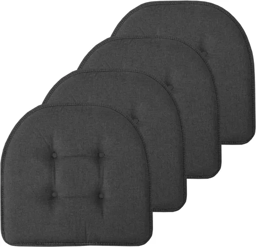 Vista 68 de Sweet Home Collection - Cojín de asiento de espuma viscoelástica y respaldo de caucho antideslizante con capitoné para silla, cojín en U, 17x16 Gris