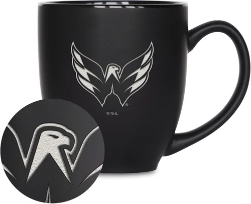 Vista 17 de Rico Industries NHL Hockey - Taza bistró de cerámica negra mate de 15 onzas