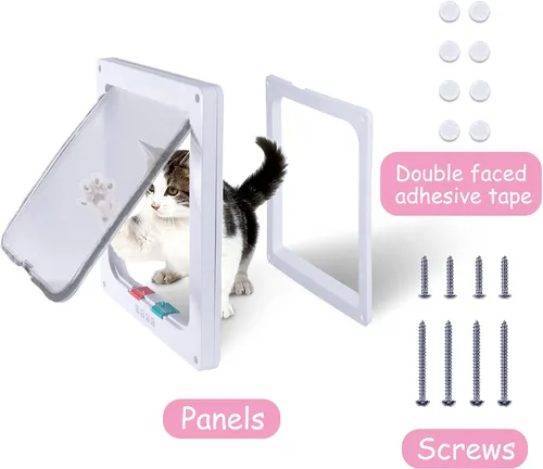 Vista 4 de goTeamghjkl - Solapa de puerta de gato (tamaño exterior 9.9 x 9.2 pulgadas), puerta grande con bloqueo de 4 vías para puertas interiores