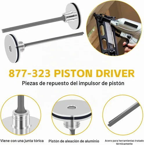 Vista 3 de Paquete de 3 destornilladores de pistón 877-323 para clavadora de enmarcar Hitachi NR83A NR83A2 NR83A2 (S) NR83A3 - Reemplaza 877323, 885-915, SP