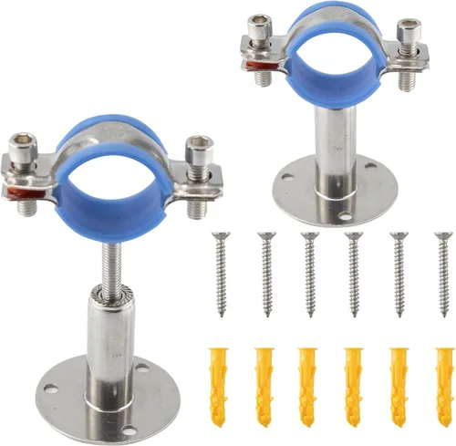 Vista 9 de Soporte de tubo de montaje en pared de acero inoxidable 304, abrazadera de tubo ajustable, soporte de correa de tubo de soporte fijo para tubos
