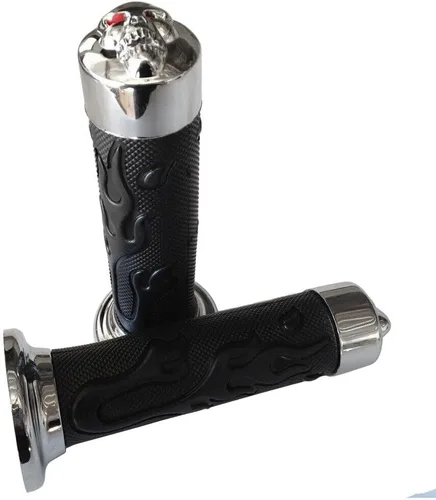 Vista 2 de Puños de 7/8 pulgadas WATERCRAFTS Flame Gel Style Thinner Wall Skull NEGRO [P/N: XH4071-NEGRO]
