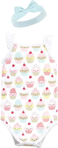 Vista 5 de Hudson Baby girls Sleeveless Bodysuit and Headband Set