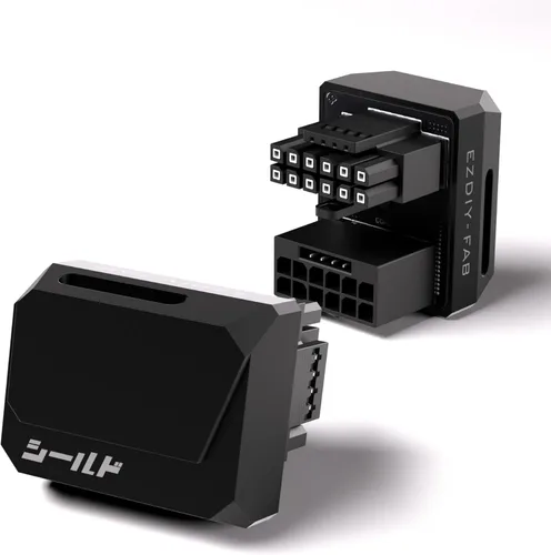 Vista 12 de EZDIY-FAB Adaptador PCIe 5.1 – 600 W 12+4 pines, conector de alimentación de GPU de 16 pines 12VHPWR, adaptador de GPU de 12 V-2x6, ángulo recto
