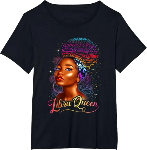 Vista 8 de Libra Black Queens Girl Magic BIrthday BLM - Camiseta linda para mujer afro, Negro, S